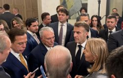 Réception par E. Macron des représentants d'entreprises et politiques brésiliens {JPEG}